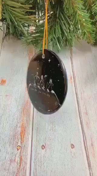 Christmas Black Cat Meowy Catmas - Circle Ornament