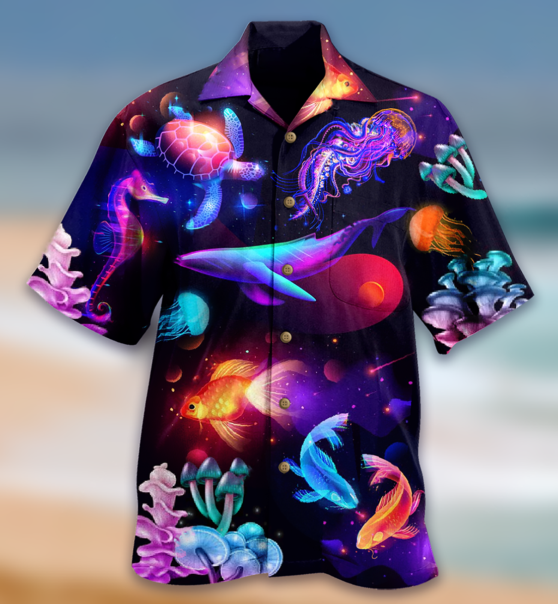 Ocean Love Fish Turtle - Hawaiian Shirt - Owls Matrix LTD