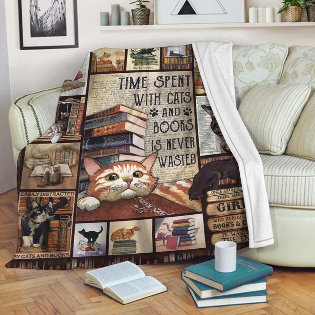 Book Time Spent With Books - Flannel Blanket - Owls Matrix LTD
