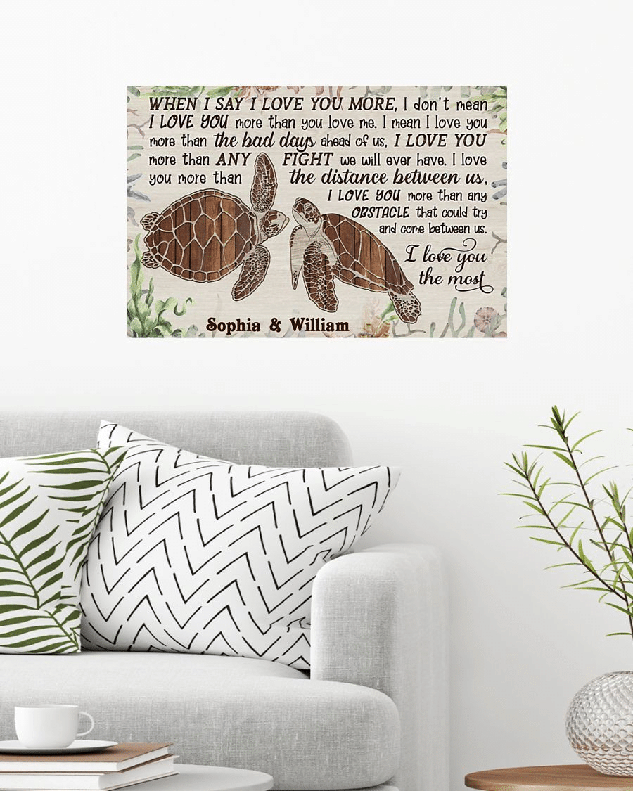 Turtle I Love You The Most Personalized - Horizontal Poster - Owls Matrix LTD