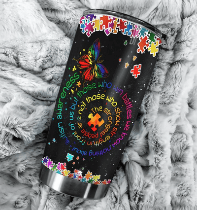 Autism Butterfly With So Much In Black Autism - Tumbler - Owls Matrix LTD