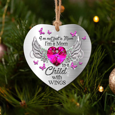 Family Mom To A Child With Wings Jewelry Style - Heart Ornament - Owls Matrix LTD