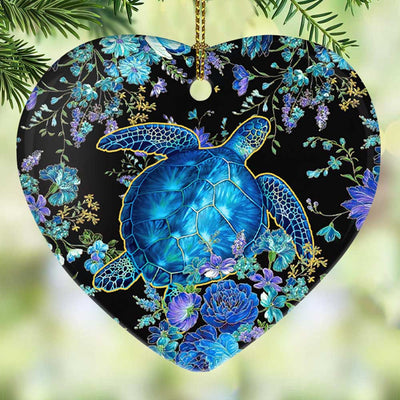 Turtle Have A Nice Love With Ocean - Heart Ornament - Owls Matrix LTD