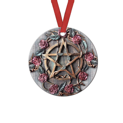 Metal Witch Roses Wicca Symbol - Circle Ornament - Owls Matrix LTD