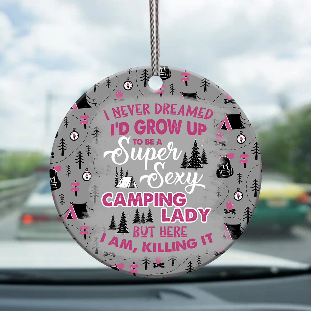 Camping Girl Colorful Style - Circle Ornament - Owls Matrix LTD