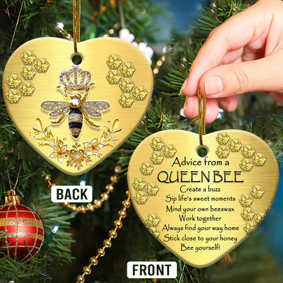 Pack 1 Bee Advice From A Queen Bee - Heart Ornament - Owls Matrix LTD