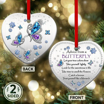 Butterfly Advice From A Butterfly - Heart Ornament - Owls Matrix LTD
