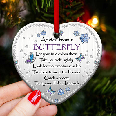 Butterfly Advice From A Butterfly - Heart Ornament - Owls Matrix LTD