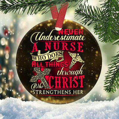 Nurse Christ Strengthens Her - Circle Ornament - Owls Matrix LTD