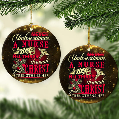 Nurse Christ Strengthens Her - Circle Ornament - Owls Matrix LTD