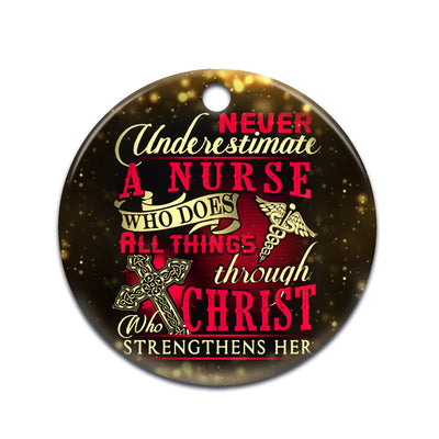 Nurse Christ Strengthens Her - Circle Ornament - Owls Matrix LTD