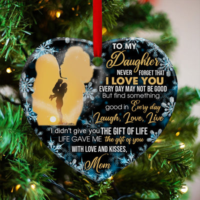 Family Love To My Daughter - Heart Ornament - Owls Matrix LTD