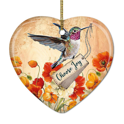 Hummingbird Lover Choose Joy - Heart Ornament - Owls Matrix LTD