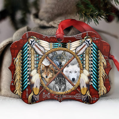 Wolf Native American Style - Horizontal Ornament - Owls Matrix LTD