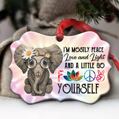 Elephant Hippie Peace Love Light - Horizontal Ornament - Owls Matrix LTD