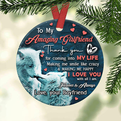 Wolf Couple To My Amazing Girlfriend I Love You - Circle Ornament - Owls Matrix LTD