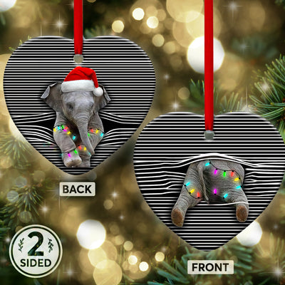 Elephant Christmas Cute Style - Heart Ornament - Owls Matrix LTD