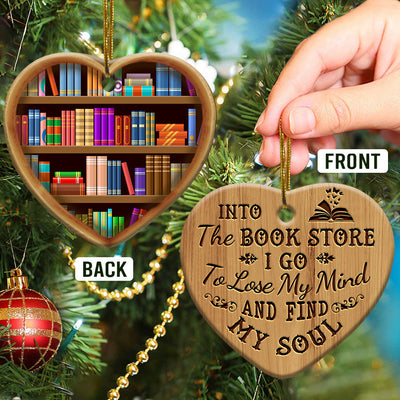 Book Into The Book Store I Go - Heart Ornament - Owls Matrix LTD