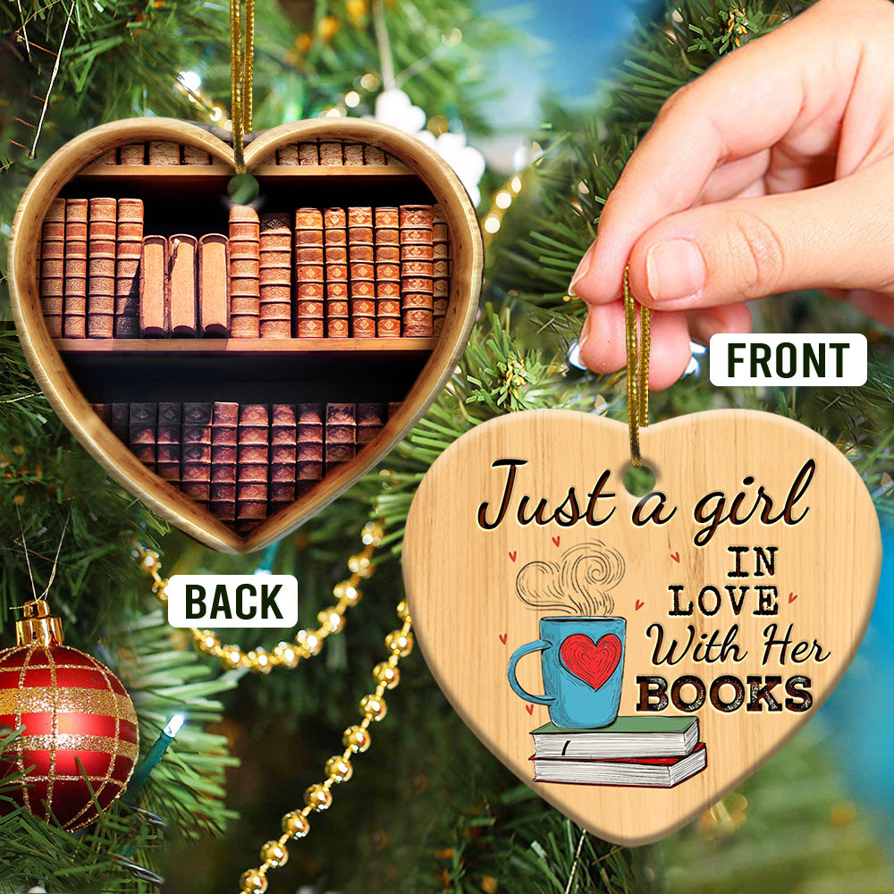 Pack 1 Book Lovers Just A Girl Who Loves Books - Heart Ornament - Owls Matrix LTD