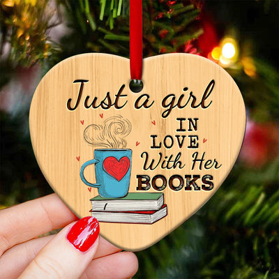 Book Lovers Just A Girl Who Loves Books - Heart Ornament - Owls Matrix LTD