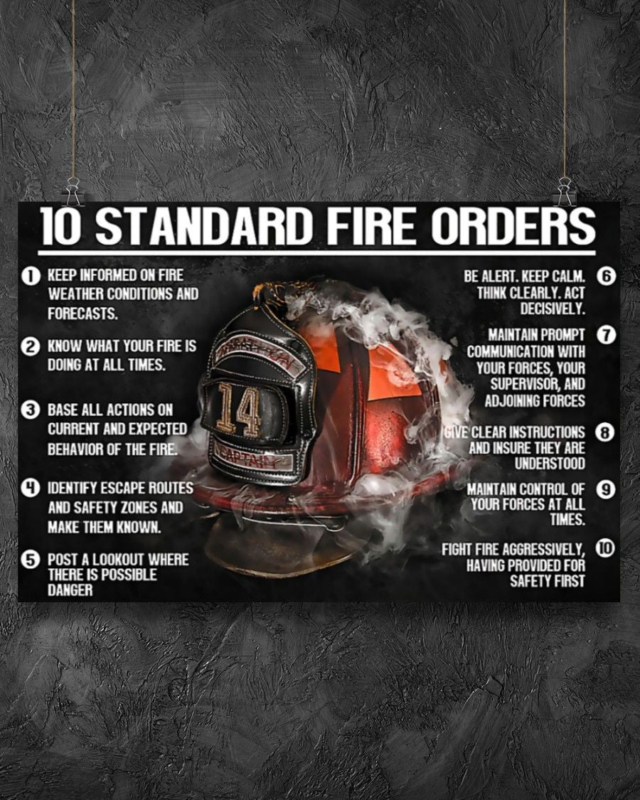 Firefighter Standard Fire Orders Black Style - Horizontal Poster - Owls Matrix LTD