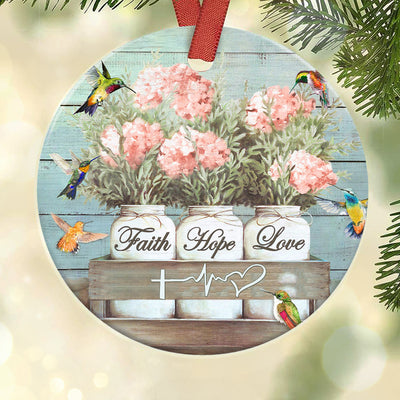 Hummingbird Faith Hope Love - Circle Ornament - Owls Matrix LTD