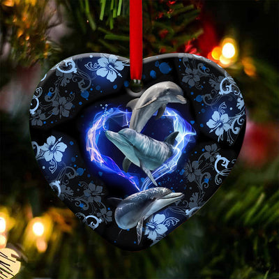 Dolphin Have The Lover - Heart Ornament - Owls Matrix LTD