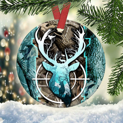 Hunting Blue Deer Hunting - Circle Ornament - Owls Matrix LTD