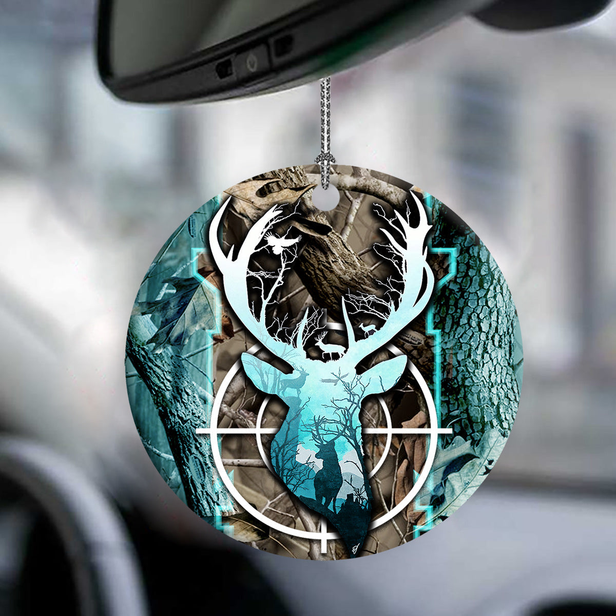 Hunting Blue Deer Hunting - Circle Ornament - Owls Matrix LTD