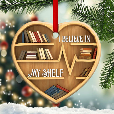 Book I Believe In My Shelf - Heart Ornament - Owls Matrix LTD