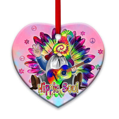 Gnome Hippie Soul Colorful - Heart Ornament - Owls Matrix LTD