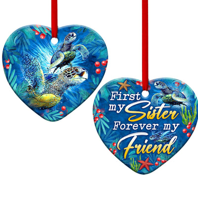 Turtle First My Sister - Heart Ornament - Owls Matrix LTD