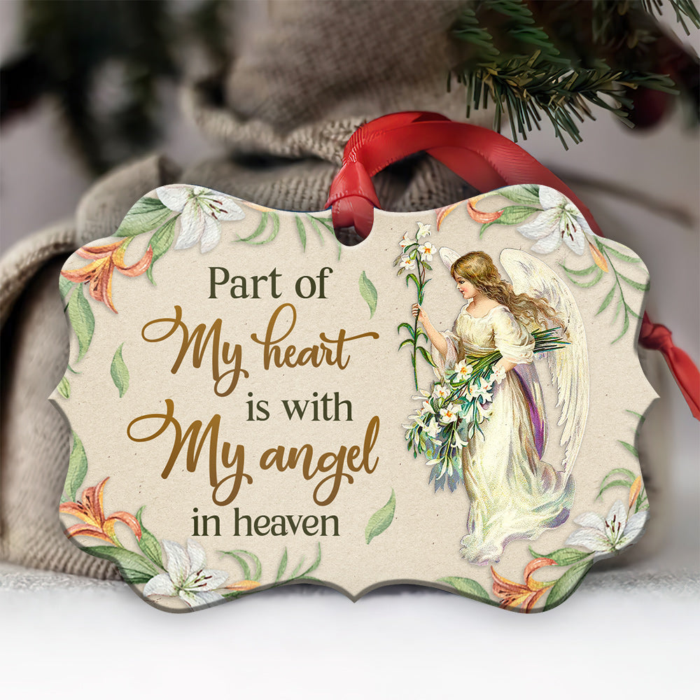 Angel Faith Part Of My Heart Is With My Angel In Heaven - Horizontal Ornament - Owls Matrix LTD
