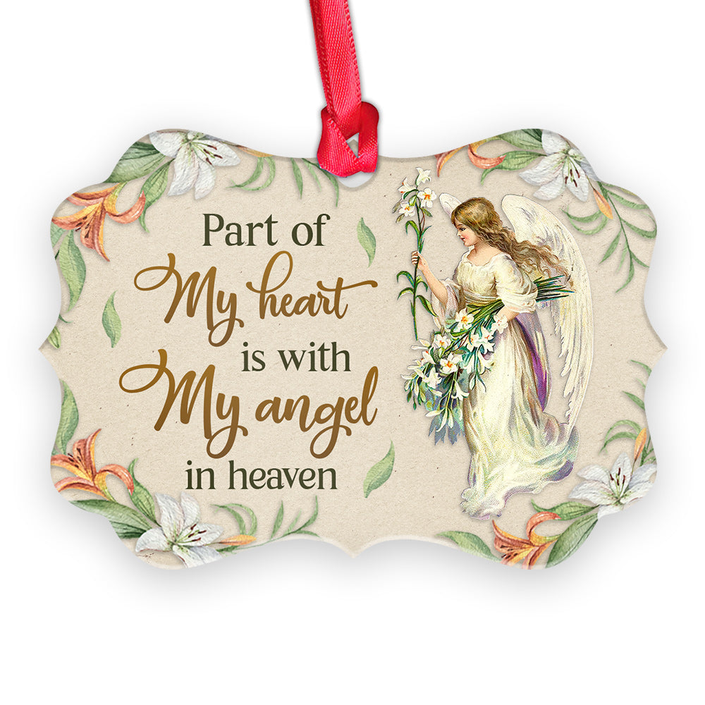 Angel Faith Part Of My Heart Is With My Angel In Heaven - Horizontal Ornament - Owls Matrix LTD