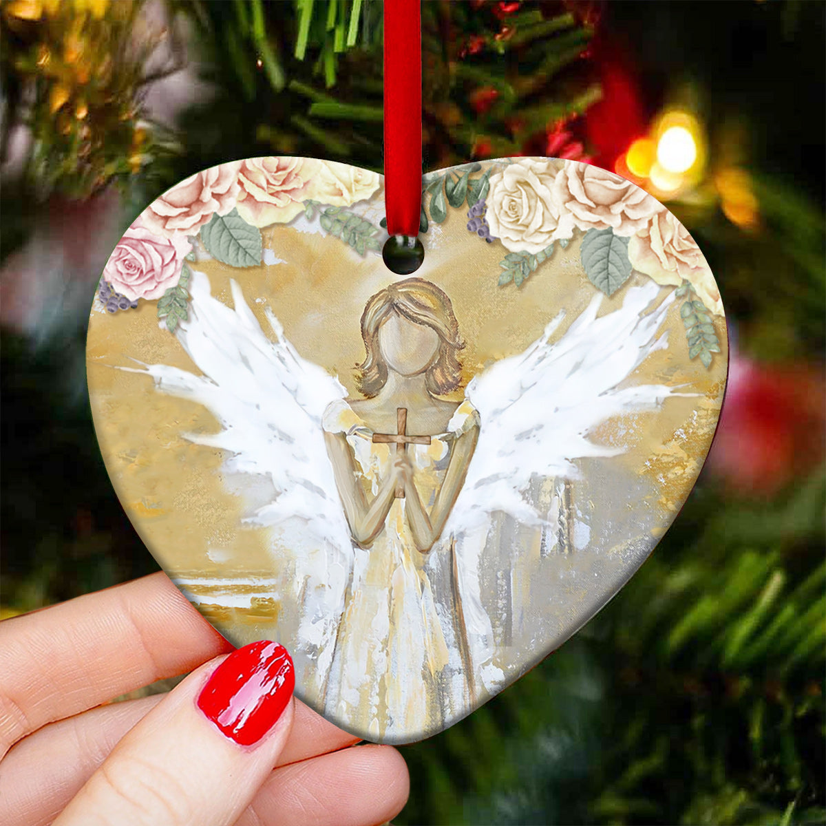 Angel Faith Forever In My Heart - Heart Ornament - Owls Matrix LTD