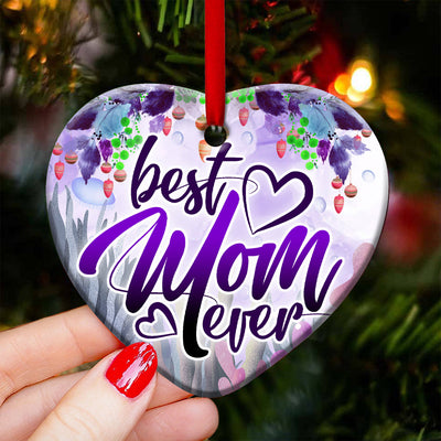 Turtle Best Mom Ever Purple - Heart Ornament - Owls Matrix LTD