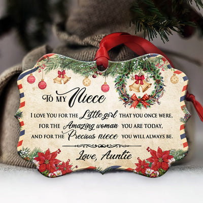 Pack 1 Family Christmas Letter Auntie To Niece - Horizontal Ornament - Owls Matrix LTD