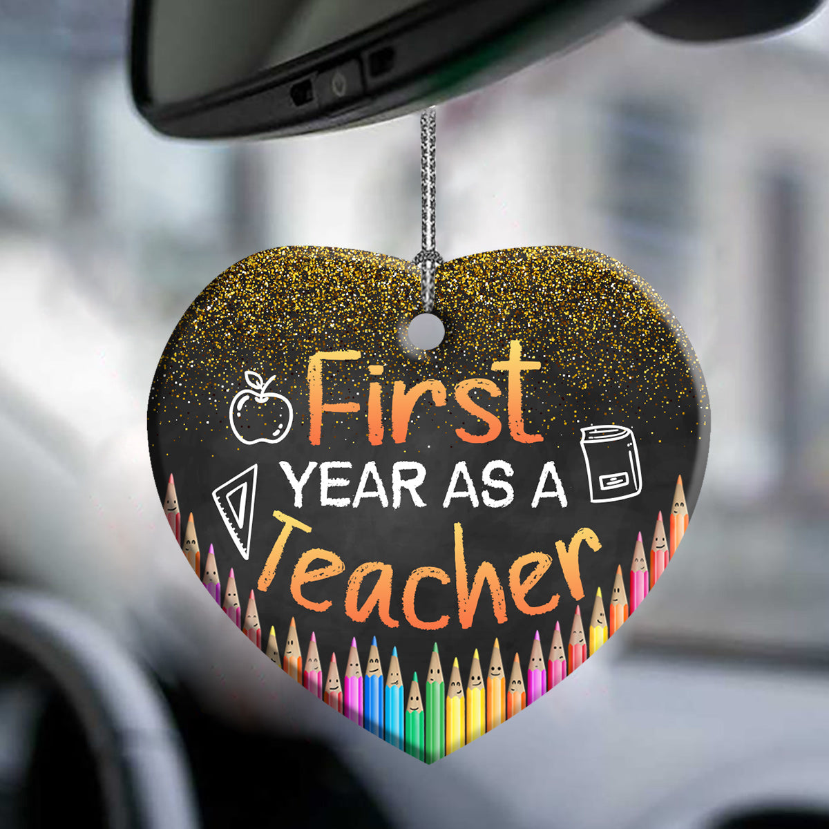 Teacher First Year As A Teacher - Heart Ornament - Owls Matrix LTD