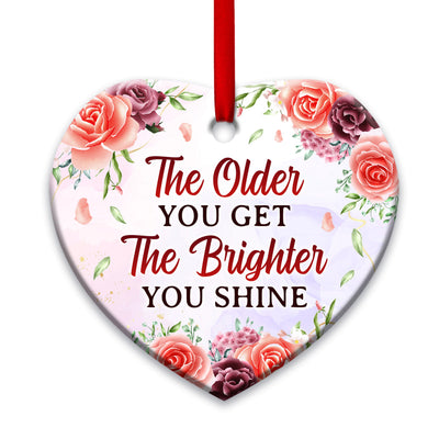 Family Mother Gift The Older You Get The Brighter You Shine - Heart Ornament - Owls Matrix LTD