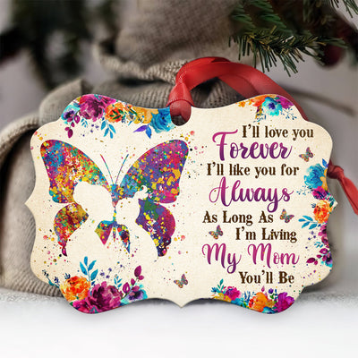 Family Mom Gift I Will Love You Forever - Horizontal Ornament - Owls Matrix LTD