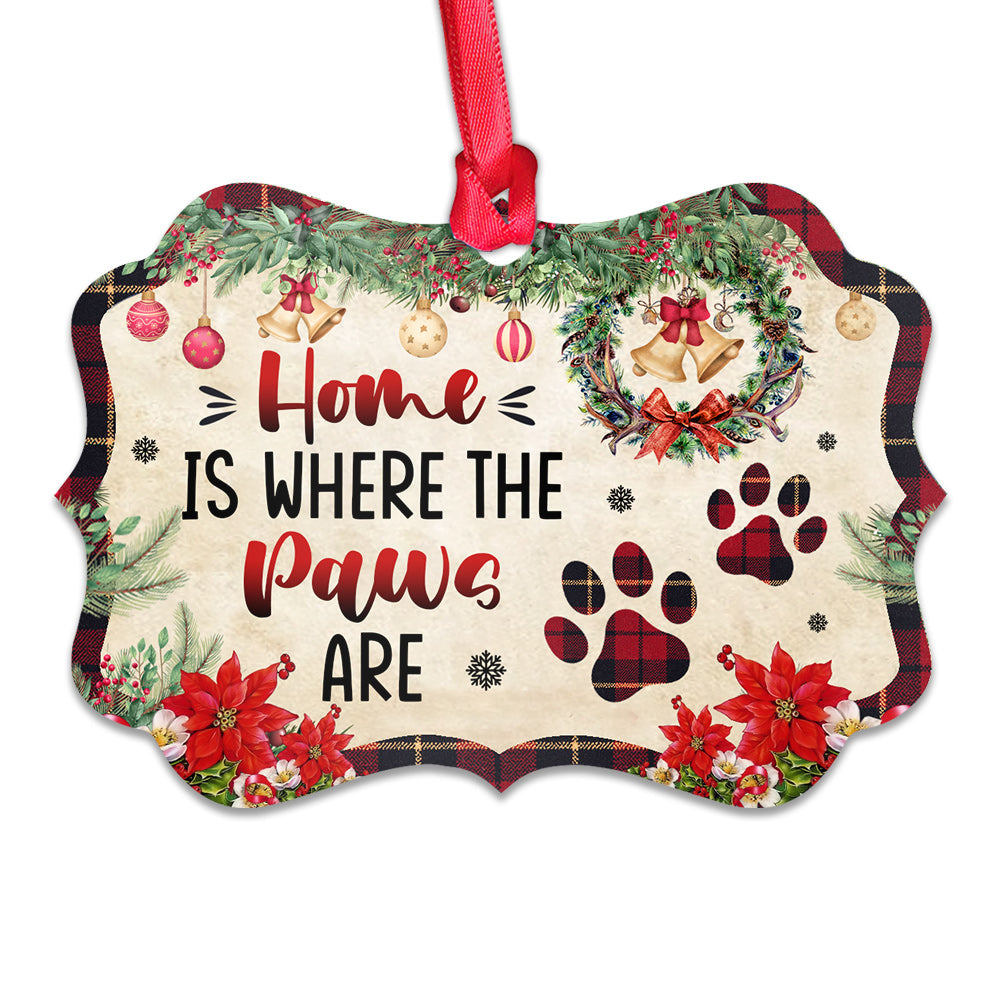 Family Mother Gift Home Is Where The Paws Are - Horizontal Ornament - Owls Matrix LTD