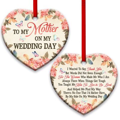 Family Mom Gift To My Mother On My Wedding Day - Heart Ornament - Owls Matrix LTD