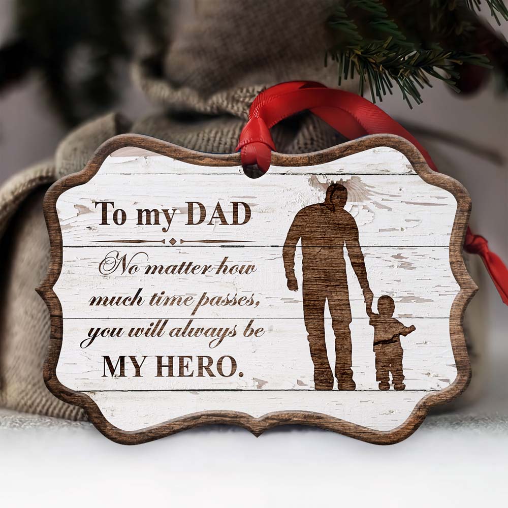 Family Father Gift You Will Always Be My Hero - Horizontal Ornament - Owls Matrix LTD