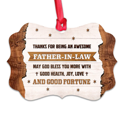 Family Father Gift An Awesome Father In Law - Horizontal Ornament - Owls Matrix LTD