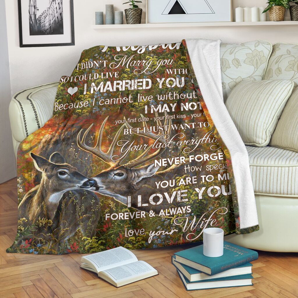 Deer To My Husband Hunting Style - Flannel Blanket - Owls Matrix LTD