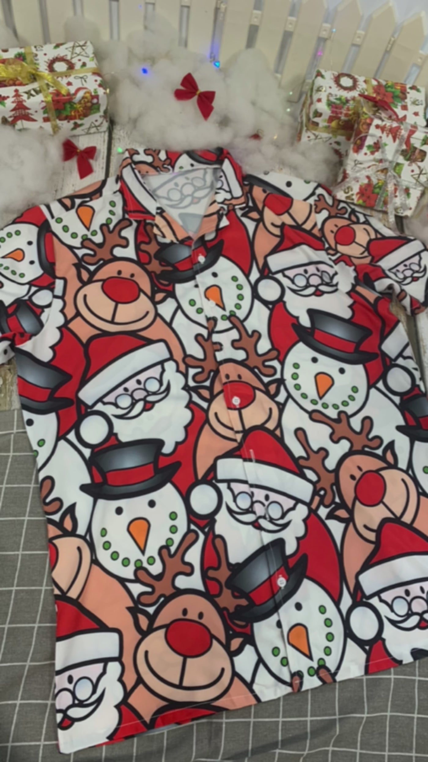 Christmas Cutie Santa And Reindeer Funny Style - Hawaiian Shirt