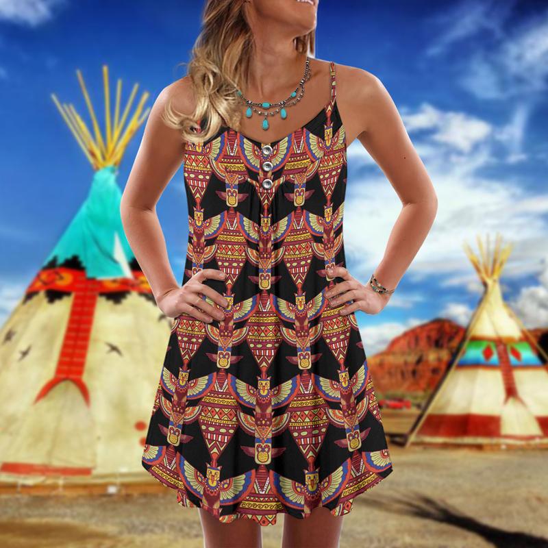 Native Pattern Summer Vibes Cool Style - Summer Dress - Owls Matrix LTD