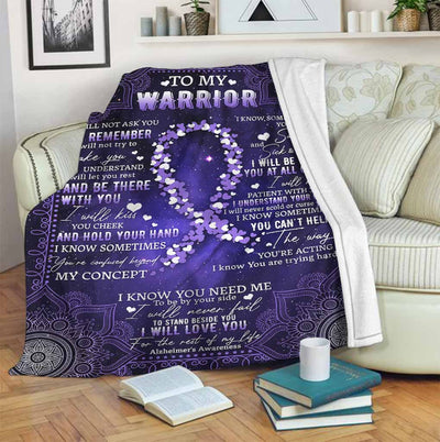 Alzheimer Awareness To My Warrior I'll Love You - Flannel Blanket - Owls Matrix LTD