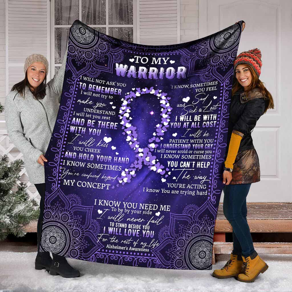 Alzheimer Awareness To My Warrior I'll Love You - Flannel Blanket - Owls Matrix LTD