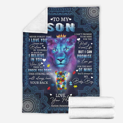 Autism Awareness To My Son Lion - Flannel Blanket - Owls Matrix LTD